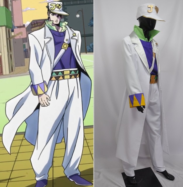 Jojo's Bizarre Jotaro Kujo Roupa Branca, Fantasia Cosplay